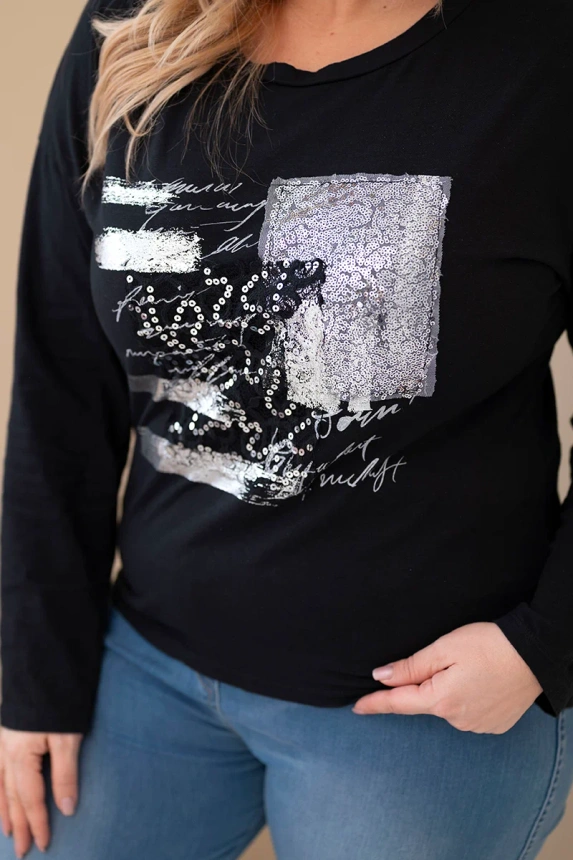 37759_4 Moteriška Plus Size marškinėliai su spauda ir ilgesne nugara - Image 2