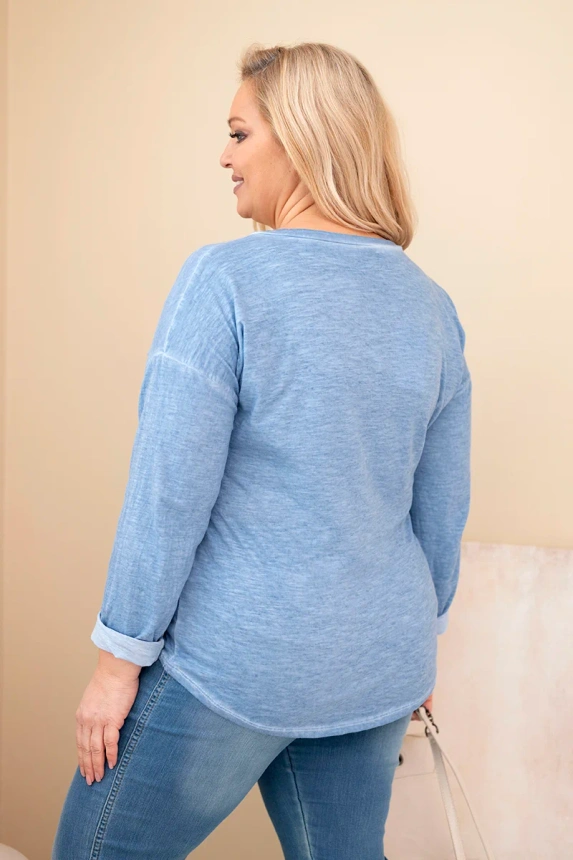 37760_2 Moteriška Plus Size marškinėliai su spauda ir ilgesne nugarėle - Image 4