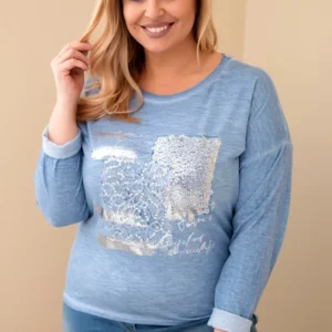 Moteriška Plus Size marškinėliai su spauda ir ilgesne nugarėle