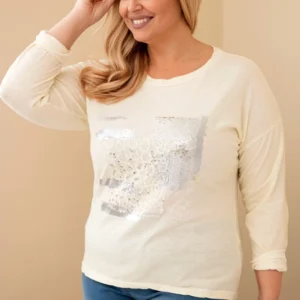 Moteriška bluzonė Plus Size su spauda ir ilgesne nugarėlė