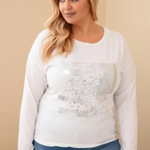 Moteriška Plus Size marškinėliai su spauda, su ilgesne nugarėle