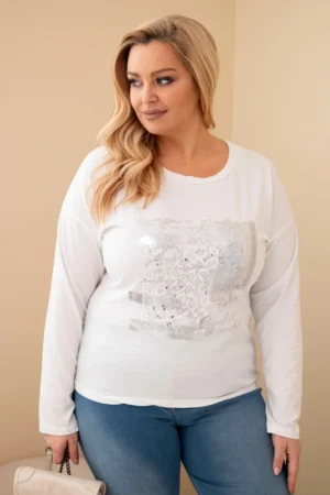 Moteriška Plus Size marškinėliai su spauda, su ilgesne nugarėle