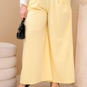 Moteriškos Plus Size vizkozės kelnės su plačiomis kojomis ir diržu