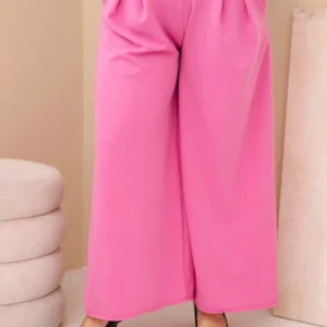 Moteriški Plus Size viskozės kelnės su plačiomis kojomis ir diržu