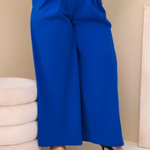 Moteriškos Plus Size vizkozės kelnės su plačiomis klešnėmis ir diržu chabrowe