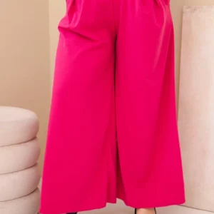 Moteriškos Plus Size vizkozės kelnės su plačiais klešniais ir diržu