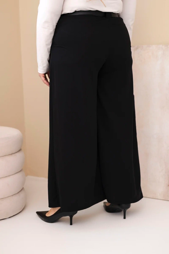 37775_2 Moteriškos Plus Size vizkozės kelnės su plačiais klešniais ir diržu - Image 4