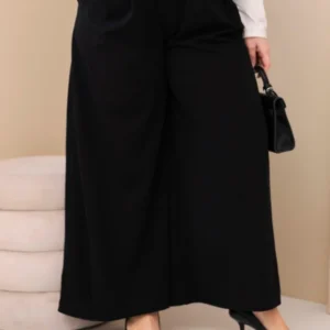 Moteriškos Plus Size vizkozės kelnės su plačiais klešniais ir diržu