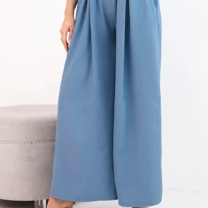 Moteriškos kelnės su plačiomis kojomis ir diržu