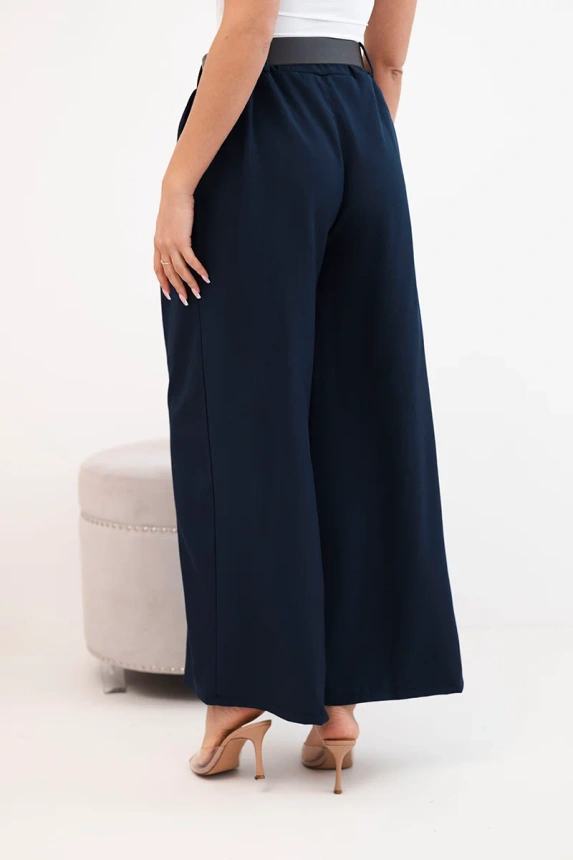 37783_2 Moteriškos kelnės su plačiomis kojomis ir diržu - Image 3