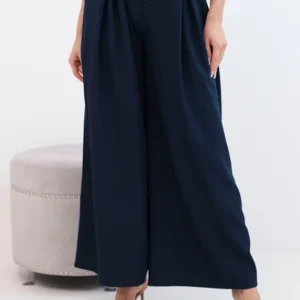 Moteriškos kelnės su plačiomis kojomis ir diržu