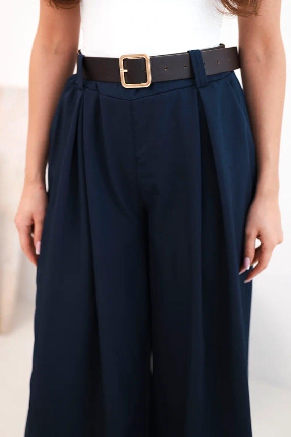 37783_4 Moteriškos kelnės su plačiomis kojomis ir diržu - Image 4