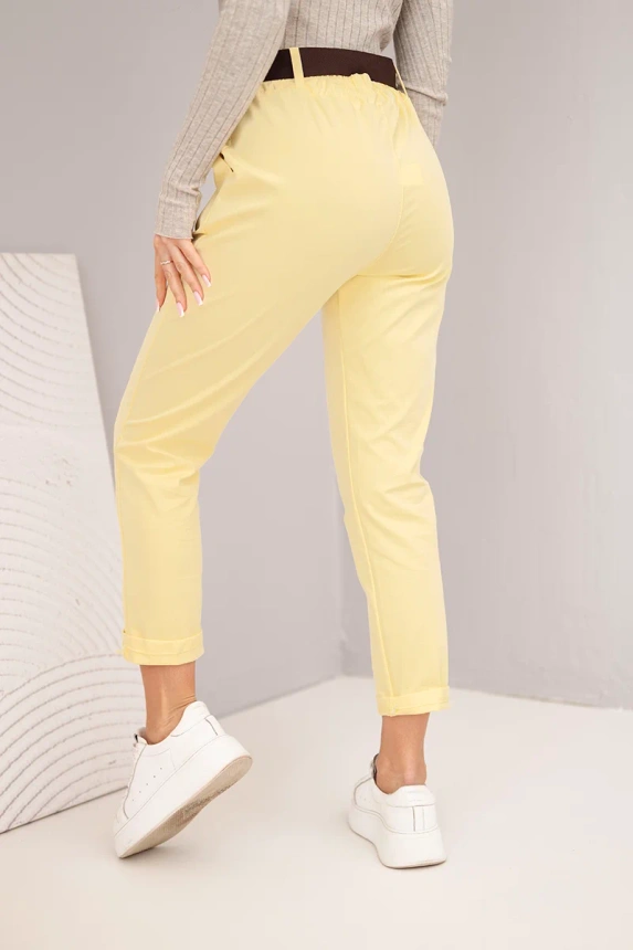 37789_2 Moteriškos kelnės su diržu ir užsuktais klešnėmis - Image 3