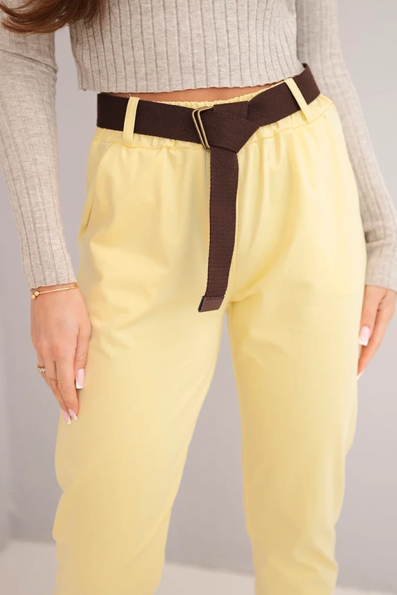 37789_4 Moteriškos kelnės su diržu ir užsuktais klešnėmis - Image 4