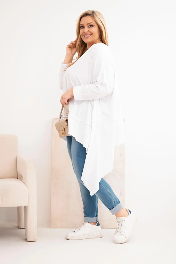 37874_1 Moteriška Plus Size tunika iš medvilnės su asimetrine apačia - Image 2