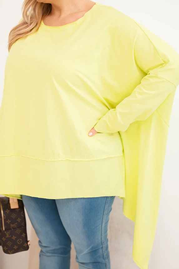 37875_4 Moteriška Plus Size tunika iš medvilnės su asimetriniu apačiu šviesiai pistacijinė - Image 4