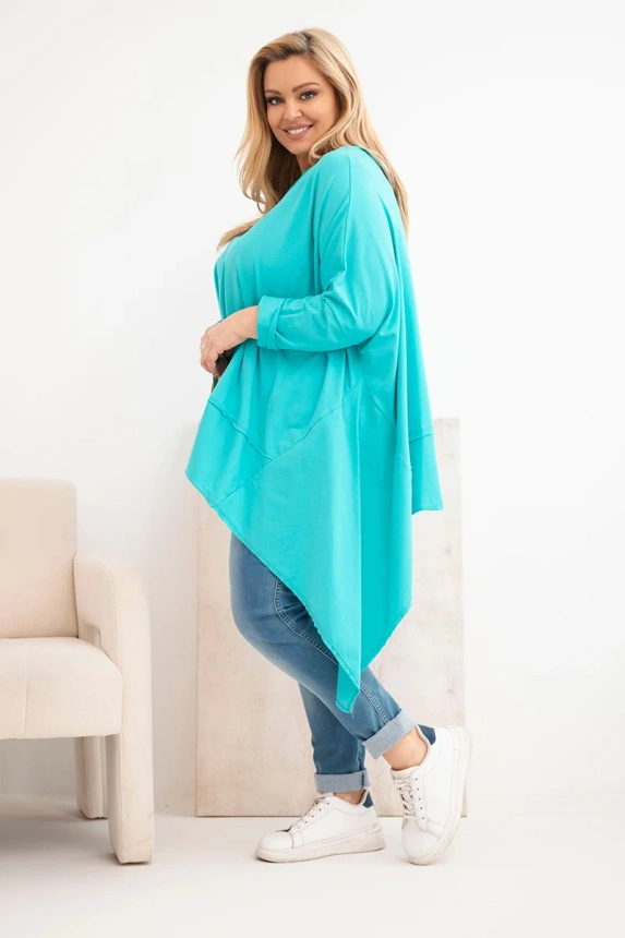 37876_1 Moteriška tunika Plus Size iš medvilnės su asimetriška apačia - Image 2