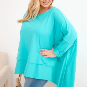 Moteriška tunika Plus Size iš medvilnės su asimetriška apačia