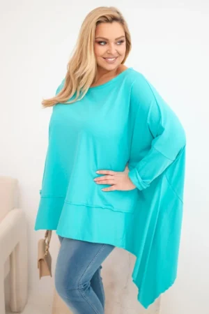 Moteriška tunika Plus Size iš medvilnės su asimetriška apačia