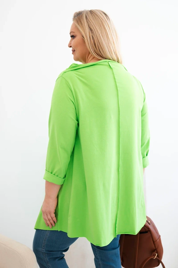 37879_2 Moteriška medvilninė bluzonė Plus Size asimetriška su pasukamu rankovu šviesiai - Image 3