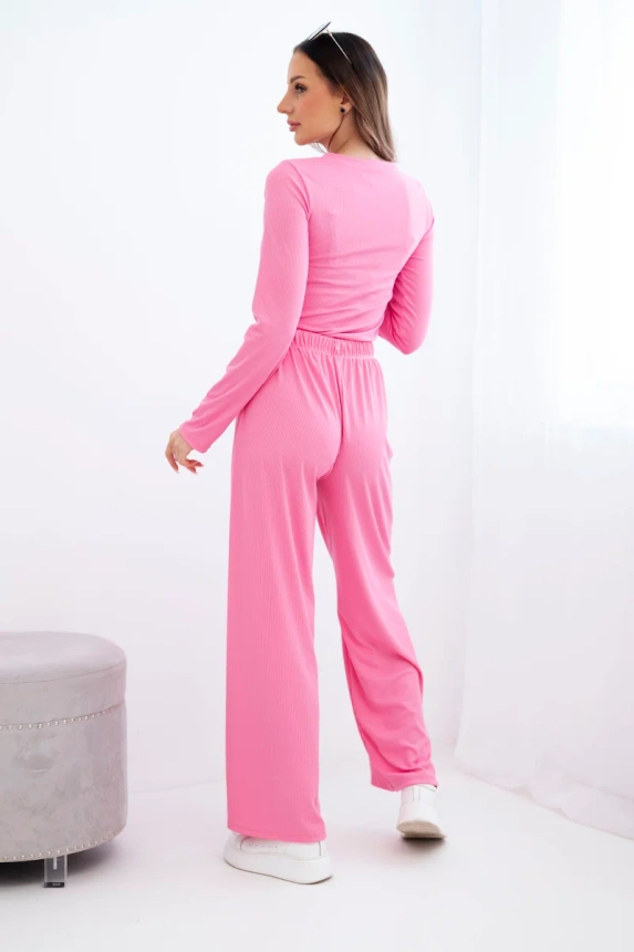 37882_2 Moteriškas viskozės su palaidine ir plačiomis kelnėmis šviesiai - Image 3