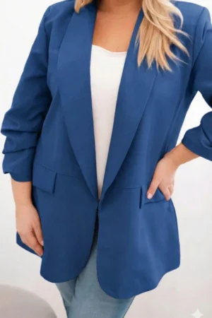 Moteriška švarkas Plus Size elegantiškas tamsiai melsvas