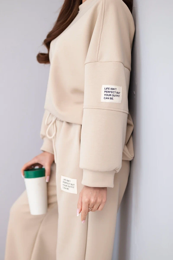 37901_3 Moteriškas sviestukas džemperis + kelnės bežinė - Image 3