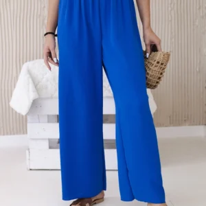 Kelnės plačioms kojoms rugiagėlių