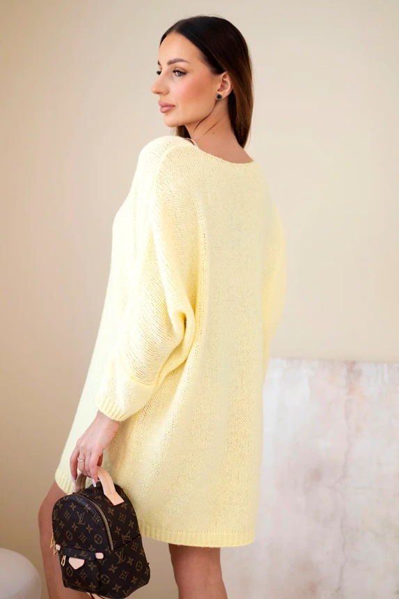 37948_2 Moteriška Plus Size vilnonė suknelė su V iškirpte - Image 3