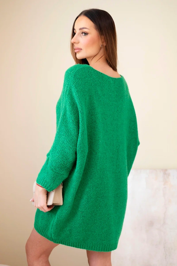 37949_2 Dydžio plius suknelė moterims vilnonė su V formos iškirpte - Image 3