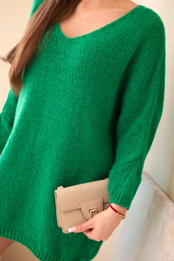 37949_4 Dydžio plius suknelė moterims vilnonė su V formos iškirpte - Image 4