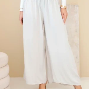 Moteriškos vizkozės kelnės su elastingu juosmeniu bežinės