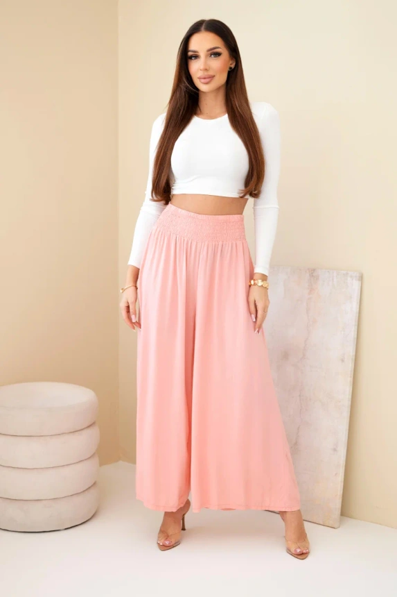 37952_1 Moteriškos kelnės iš viskozės su elastingu juosmeniu abrikosų - Image 2