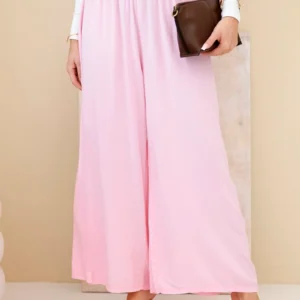 Moteriškos vizkozės kelnės su elastine juosta šviesiai