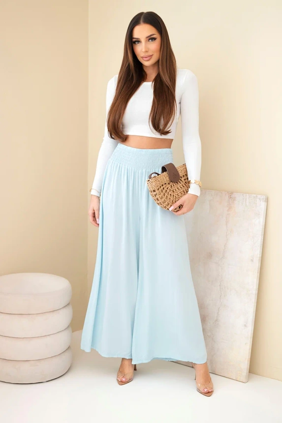 37956_1 Moteriškos viskozės kelnės su elastinga juosta nebieskie - Image 2