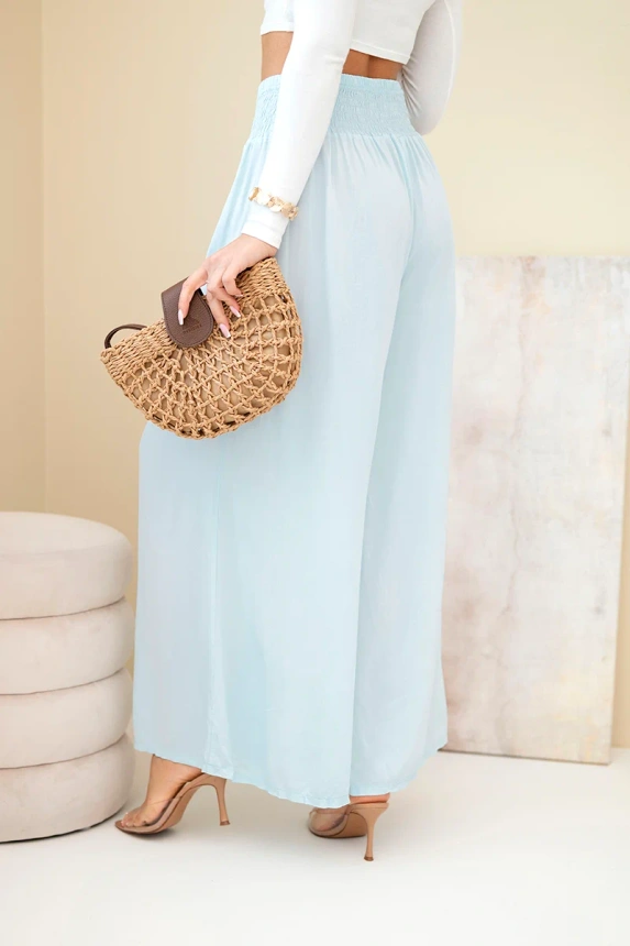 37956_2 Moteriškos viskozės kelnės su elastinga juosta nebieskie - Image 3