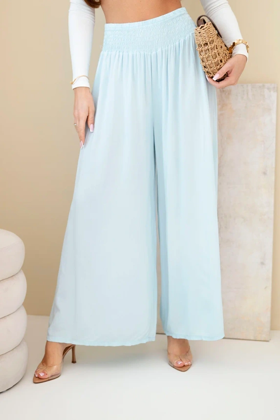 37956_3 Moteriškos viskozės kelnės su elastinga juosta nebieskie