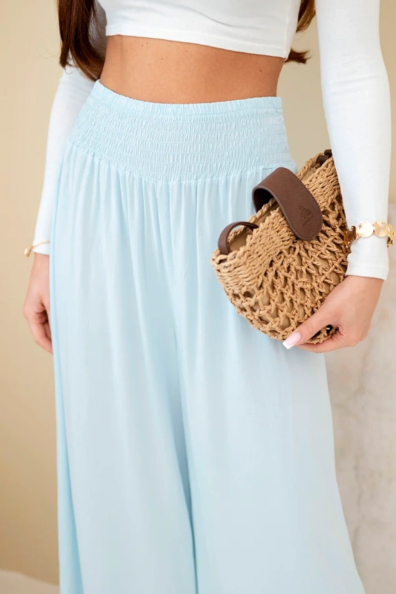 37956_4 Moteriškos viskozės kelnės su elastinga juosta nebieskie - Image 4