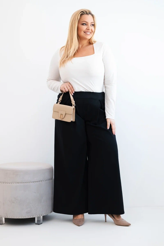 37964_1 Dydžiuosius moteriškus kelnes su plačiomis kojomis ir klostėmis - Image 2