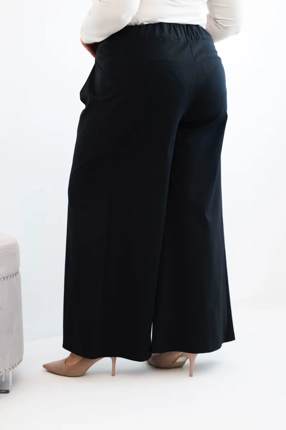 37964_2 Dydžiuosius moteriškus kelnes su plačiomis kojomis ir klostėmis - Image 3