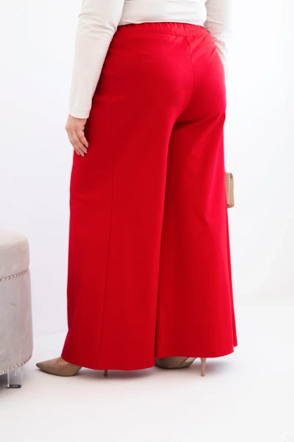 37967_2 Moteriškos Plus Size kelnės su plačiomis kojomis ir klostėmis - Image 3