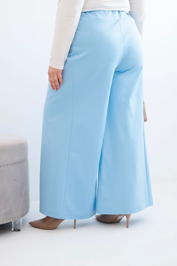 37968_4 Moteriškos Plus Size kelnės su plačiomis kojomis ir raukiniais - Image 4