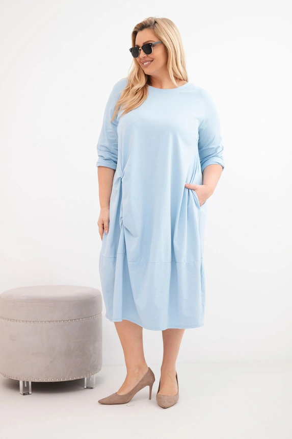 37972_1 Moteriška Plus Size medvilninė suknelė su raukiniais - Image 2