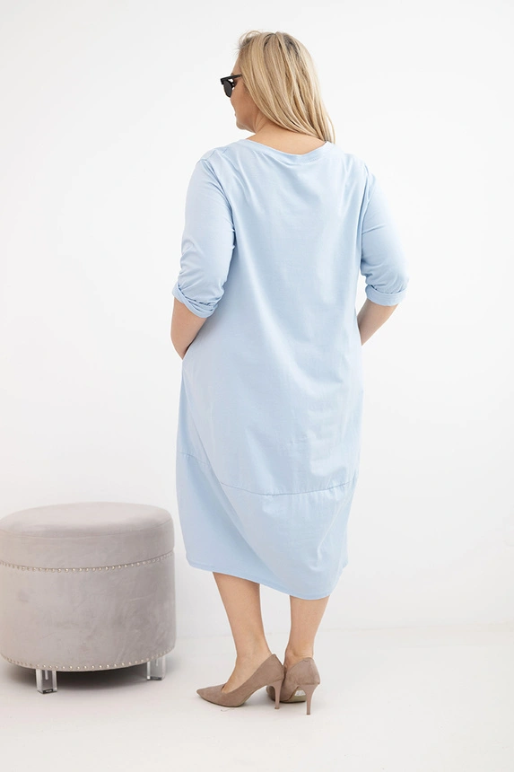 37972_2 Moteriška Plus Size medvilninė suknelė su raukiniais - Image 3