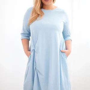 Moteriška Plus Size medvilninė suknelė su raukiniais