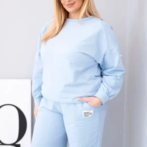 Moteriškas Plus Size su laisvu džemperiu ir plačiomis kelnėmis