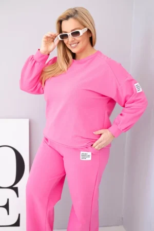 Moteriškas Plus Size su laisvu džemperiu ir plačiomis kelnėmis