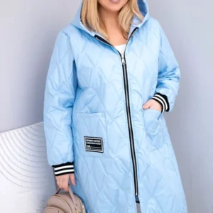 Moteriška Plus Size pūsta striukė su gobtuvu ir sportinėmis rankovėmis