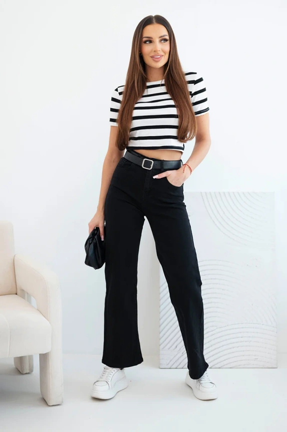 38014_1 Moteriškos kelnės su tiesiomis kojomis ir diržu - Image 3