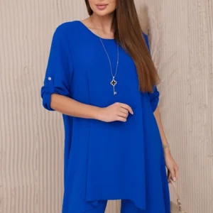 Palaidinės + kelnės su pakabuku rugiagėlių